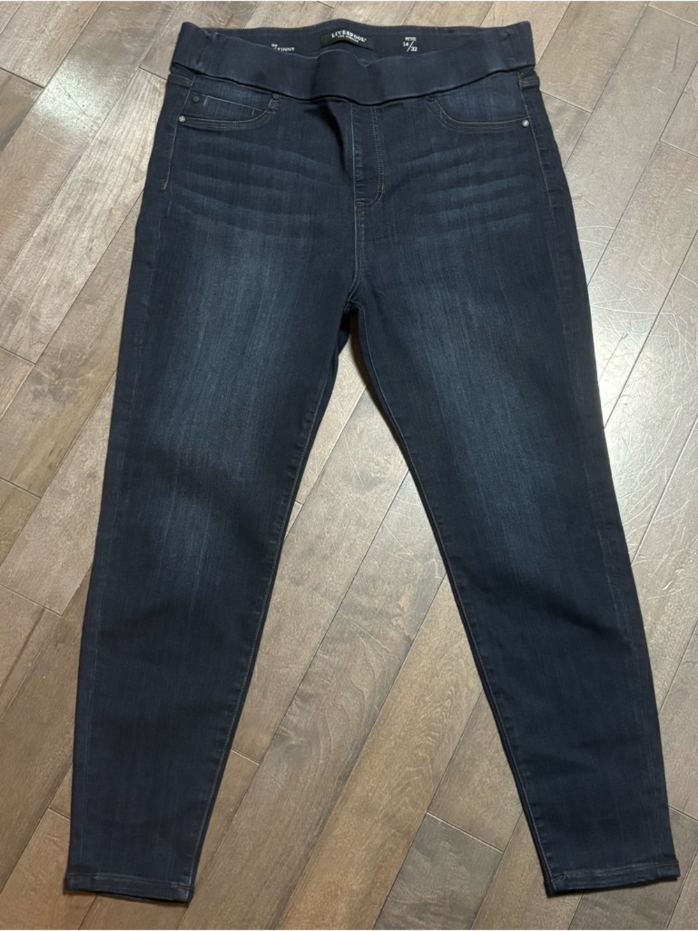 Liverpool Los Angeles The High-Rise Ankle Skinny Jeans 14/32 Dark Wash Stretch